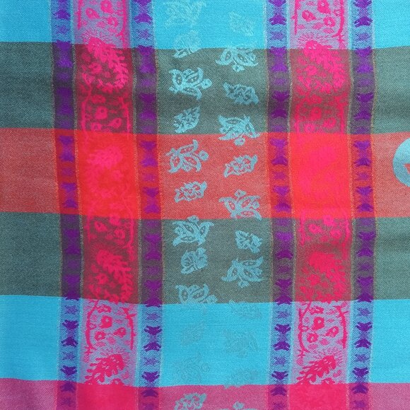 100% Pashmina Women Scarf Wrap Blue Pink Purple 70" x 27" Paisley - Picture 14 of 16